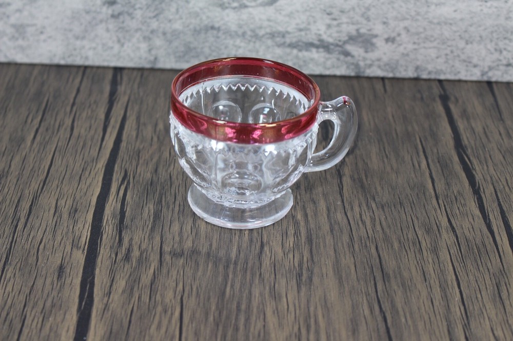 KING’S CROWN CRANBERRY FLASHED Footed Punch Cups