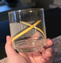 Set Of 4 Vintage MCM Georges Briard Crisa Yellow White Design Glasses