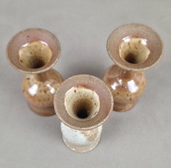 3 Vintage Handmade Wheel Thrown Stoneware Eartenware Pottery Chalices Goblets