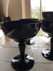 Vintage French Black Opaline 8-Champagne Glasses EXQUISITE & VERY SUPERB! RARE!!