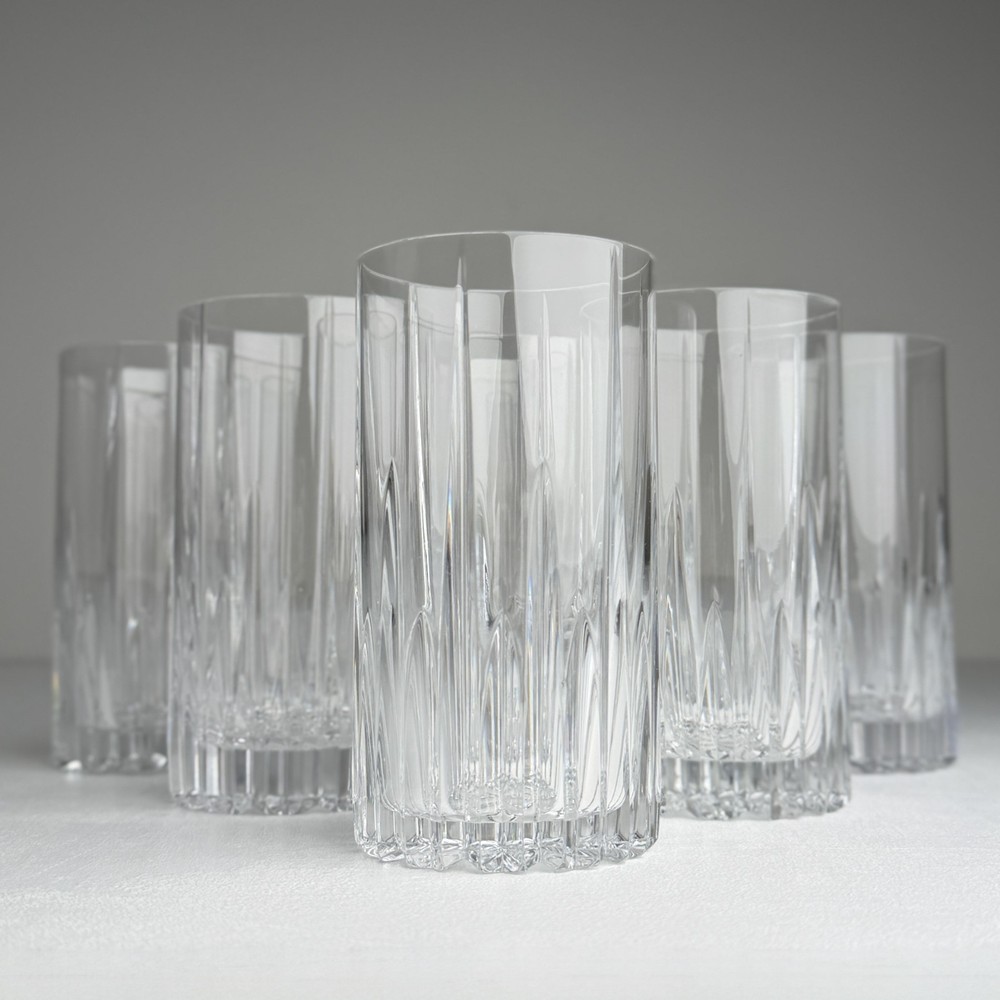 Set Of 6 Retired Mikasa Arctic Lights Crystal Highball Glasses XY701/012 5,25″