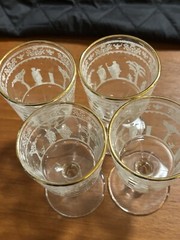 Jeannette Hellenic Greek GoldCordial 4 1/8″ Neo-Classical Stem Glasses, Set Of 4