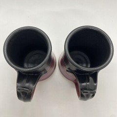 VTG Geff Reed Stoneware Coffee Tea Mug Set Purple Pink Wine Black Artist Signed