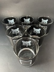 Whiskey Tumbler Low Ball Glass With Fox Motif Textured Weighted Base