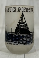 Vintage Mid-Century Sault Ste. Marie Michigan Souvenir Drinking Glass Mug