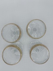 24K GOLD Cellini Beautiful Etched Blown Crystal WineGlasses Set of 4 Gold Trim