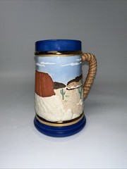 VTG Hand Crafted Signed CK Grand Canyon Beer Stein Mug with Covered Wagon Lid