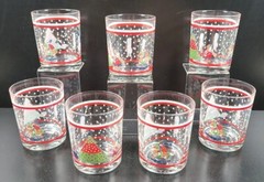 7 Epoch Holiday Joy Double Old Fashioned Set Vintage Christmas Drink Glasses Lot