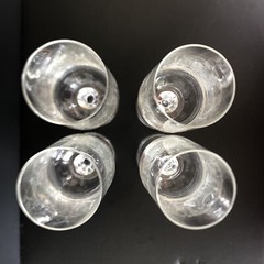 Set-4 Cascade Fluted Champagne Import Assoc. Etched Decorative Ball Stem Glasses