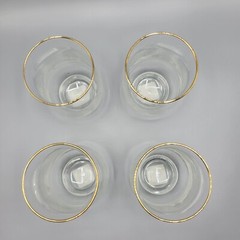 Libbey Christmas Glasses Set Of 4 Holly & Berry Design With Gold Rim Made In USA