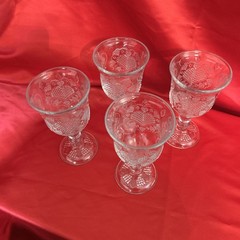 AVON -Hearts & Diamonds Clear- (4) Water Goblets. 1978. Fostoria. VGC