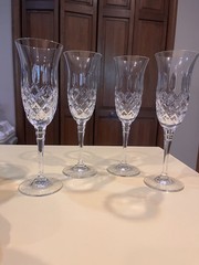 Crystal Wine Glass Wine Set 4 Stem Elegant Clear Glassware Special West Germany
