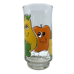 Vintage 1970s Nancy Lynn Juice Glass Anthropomorphic Smiling Fruit Retro 5.5”