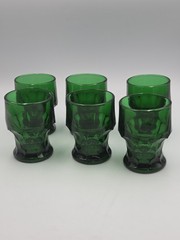 Set Of 6 Vintage Anchor Hocking Georgian Forest Green 8oz Drinking Glasses