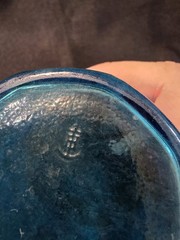 Vintage Anchor Hocking Spring Song Daisy Blue Juice Glass Set/2 Mid Century USA