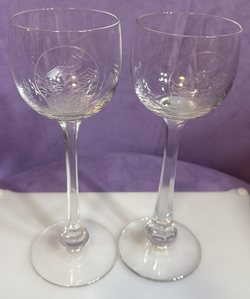 Crystal Glass Set Of 2 Tall 8”