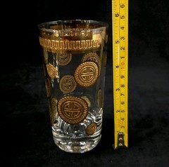 Fred Press Signed 22 Karat Gold Highball Glasses – Set of 8 – 1960s MCM Barware