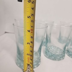 Libbey 8 ounce Aqua Blue Clear Drink Glasses Bubble Bottom Base Flared Rim (8)