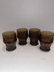 4 Vintage Viking Glass Arlington Brown 4 1/4” Glasses Tumblers Glasses HTF!