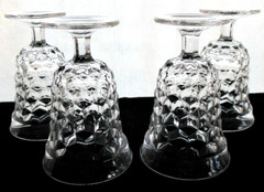 Fostoria Glass 4 Clear American Stem 2056 (Low) 8 oz Water Goblets