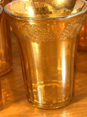 Hazel Atlas Set of 10 Juice Glasses Pattern Fruitful (Marigold Carnival)