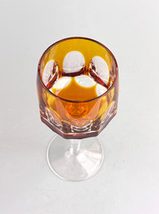 Nachtmann Antika Amber Panel Cut Crystal Knob Stem Hock Wine Glass 7 7/8»