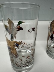 Vintage Libbey Set Of 4 Game Birds Cocktail High Ball Glasses