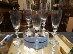 5 Champagne Flutes Glasses Tiffin crystal Churchill 17679 Bubble apple core stem