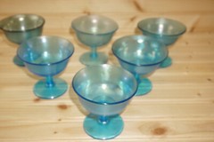 Stretch Glass Fenton? Celeste Blue (6) Sherbet or Champagne Glasses, 3 1/2″ S13