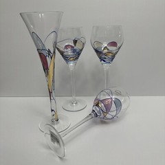 Vtg Artland Helios Mosaic Wine Glasses (4) , Various Design