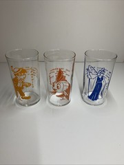 Libbeys Vintage Glasses Blue Fairy Cleo Lampwick Excellent Condition Set of 3
