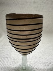 Hand Blown Glass Wine Goblets Brown/Black Stripes