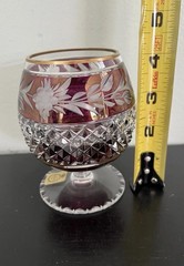 Bohemian Cut Crystal Amethyst Brandy Glass Germany ~ Ebeling & Reuss?
