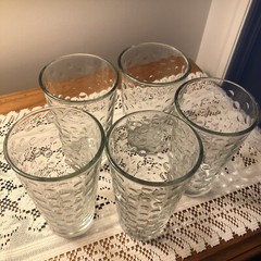 Libby Awa Glasses Dot Pattern Optic 6″ Tumblers Dimple Tea Water Lot of (5)