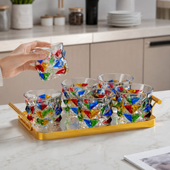 6-Piece Iridescent Glass Cups, High Borosilicate Drinking Glasses Set with