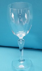 CORCORAN Teardrop Clear Wine Glass 6.3″ Tall Hand Blown BUBBLE Stem Label