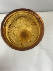 Vintage Indiana Glass Amber Tiara Sandwich Pattern Goblet 4.25 in