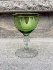 Cambridge Glass Elegant Aurora Green Wine, Cordial, Cocktail Glassware Set of 4