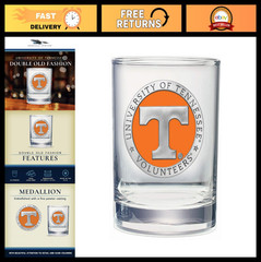 Tennessee Double Old Fashioned Rocks Glass 14 OZ | Pewter Accent Whiskey Glass