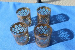 VTG 4 Culver Valencia Double Old Fashioned Cocktail Glasses 22K Gold MCM