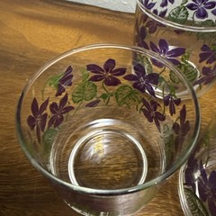 Set Of 4 Libbey Violet Pattern Juice Glasses MCM Flowers Purple
