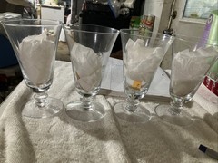 Vintage Fostoria Rose Crystal Ice Tea Goblets 4 Pack