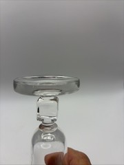 Fluted Champagne Glasses Set 2 W/square Stem Thick Base 6.25” Tall Clear Glass