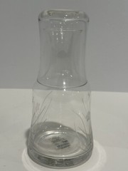 Pier One Blown Glass Etched Cherry Blossom Clear Tumble Up Bedside Carafe W/Cup