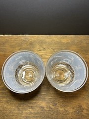 Vtg Cera Glass Etruscan Frieze Old Fashioned Glasses Set Of 2 Blue White Gold
