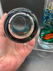 2 STIF Romania Hand Painted Hand Blown Flared Rim Glasses