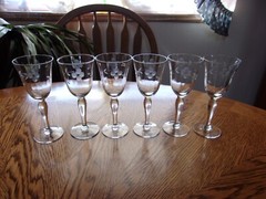 Wine Sherry Etched Cut Paneled 3 Oz – Set of 6