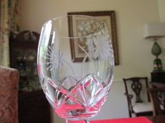 Set 4 Vintage Bohemia Crystal Czech BOC60 Cut Floral Water Wine Goblets 7 3/4″
