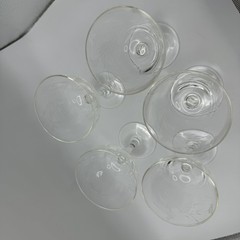 5 Champagne Etched Floral Wine Glasses Goblets Coupe Crystal Stemware Vtg Bar
