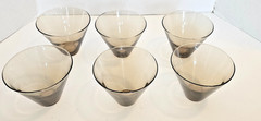 Set of 6 Vintage Libbey Mid Century Modern Smokey Brown Stemless Martini Glasses